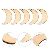 Sewroro 20pcs Moon Wood DIY Crafts Cutouts Moon Shaped Unfinished Wood Slices Hanging Embellishments Wooden Moon (Size 2) Sewroro