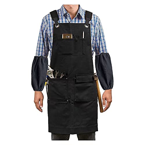 EinNana Woodworking Aprons.16 oz Durable Waxed Canvas Work Apron with Pockets. Canvas Tool Apron Adjustable Strap(Size:S-XXL).for Men/Women Suitable EinNana