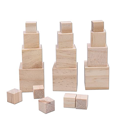 50 Pcs Wooden Cubes, Natural Wood Square Cubes Unfinished Wood Blocks, Hardwood Blocks for Puzzle Making Crafts DIY Projects(1x1x1cm) - WoodArtSupply