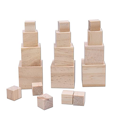 50Pcs Wooden Square Number Cubes,Unfinished Natural Wood Blocks, Natural Solid Cube,Hardwood Alphabet Photo Blocks Making Craft Gift(1x1x1cm) Generic