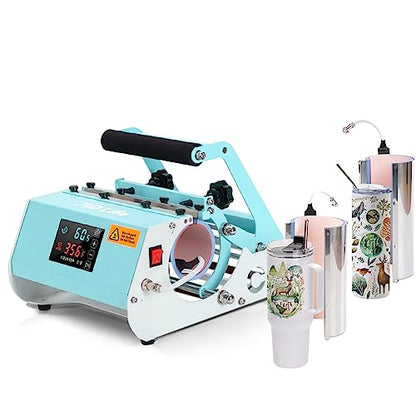 PYD Life 2 in 1 40 OZ Tumbler Heat Press Machine 110 V Mint Green 20 OZ 30 OZ Mug Heat Press Touch Screen for 40 OZ Tumbler with Handle Sublimation