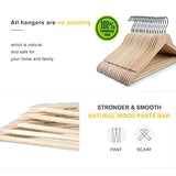 TOPIA HANGER Natural Unfinished Wooden Hangers with 360°Strong Swivel Hook and Smoothly Cut Shoulder Notches, 18-Pack Solid Wood Clothes Hangers for TOPIA HANGER