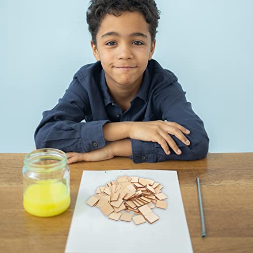 Operitacx 100pcs Square Wood Chips Square Wooden Chip Kids DIY Wood Slices Unfinished Wood Tag Wood Squares Wood Blanks for Crafts Blank Labels Solid Operitacx