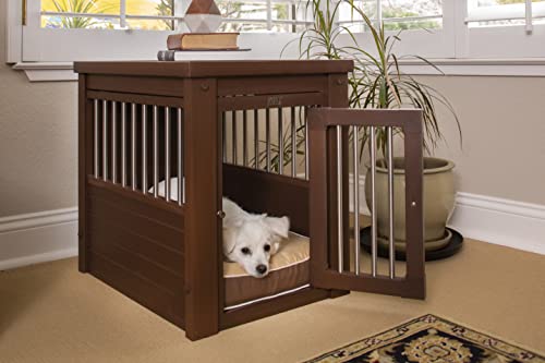 New Age Pet® ECOFLEX® Dog Crate End Table - Furniture-Style Pet Crate for Crate Trained Dogs - Stainless Steel Tubing & a Latched Closure - 10 Year