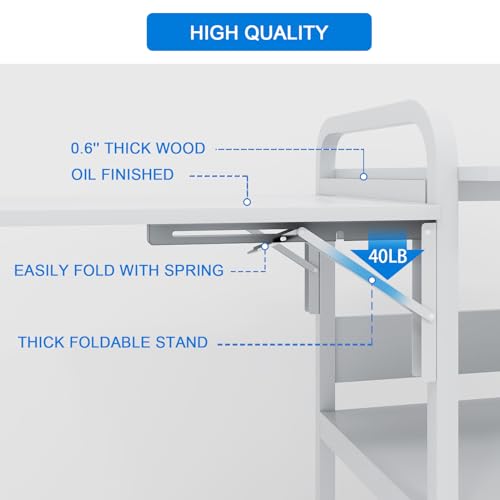 PUNCIA 3 Tier Movable Heat Press Table Foldable Heat Transfer Machine Stand Heavy Duty Rolling Workbench with Folding Table for DIY Sublimation - WoodArtSupply