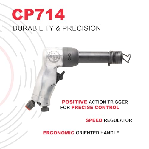 Chicago Pneumatic CP714 - Air Hammer, Welding Equipment Tool, Construction, 0.401 Inch (10.2mm), Round Shank, Pistol Handel, Stroke 3.15 in / 80 mm, - WoodArtSupply