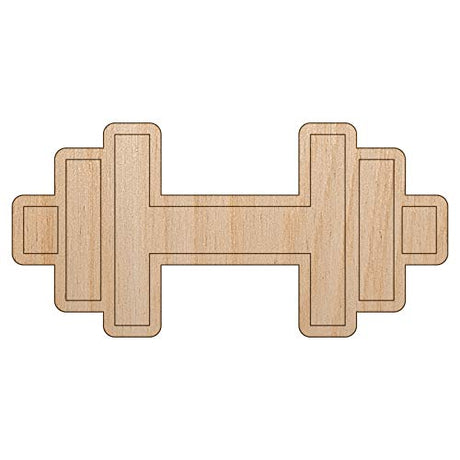 Weight Dumbbell Workout Icon Unfinished Wood Shape Piece Cutout for DIY Craft Projects - 1/8 Inch Thick - 4.70 Inch Size Sniggle Sloth