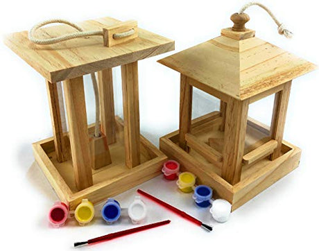 Mɑtty's Toy Stop Paint Your Own Deluxe Wooden Bird Feeders (Each Includes 4 Paints & 1 Brush) Gift Set Bundle - 2 Pack Mɑtty's Toy Stop