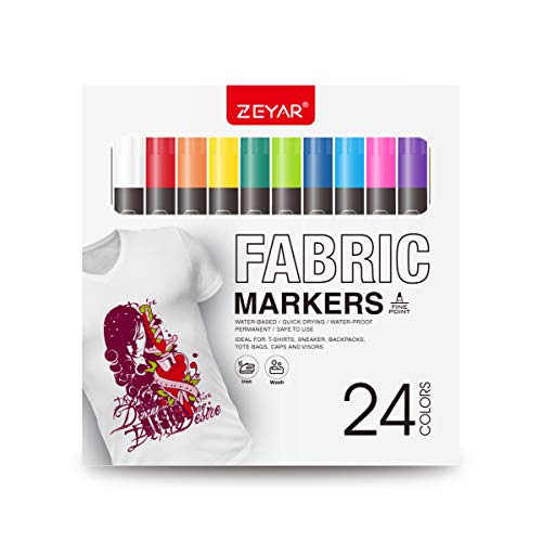ZEYAR Permanent Markers Fabric Art Pens, Great on Bags, Shoes, T-shirts & Other Fabric Paint Materials - Child Safe & Non-Toxic For Washable Art and ZEYAR