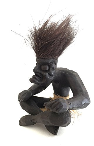 OMA® African Tiki God Statue Wood Carved Fortune & Happiness African Sculpture Lucky Tiki - WoodArtSupply