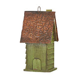 Glitzhome 12" H Green Hanging Distressed Solid Wood Garden Bird House Decoratvie Birdhouse glitzhome
