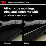 3M Super-Strength Molding Tape, 1/2 in x 15 ft, High Strength Double-Sided Adhesive, Permanently Attaches Side Moldings, Trim and Emblems to Interior 3M