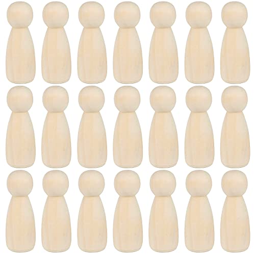 JAPCHET 50 Pack 3-1/2 Inch Large Wooden Peg Dolls, Unfinished Wooden Jumbo Peg People Wood Doll Bodies Figures for Painting, DIY Art Craft Projects, - WoodArtSupply