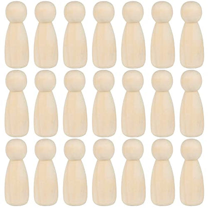 JAPCHET 50 Pack 3-1/2 Inch Large Wooden Peg Dolls, Unfinished Wooden Jumbo Peg People Wood Doll Bodies Figures for Painting, DIY Art Craft Projects, - WoodArtSupply