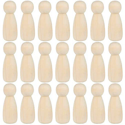 JAPCHET 50 Pack 3-1/2 Inch Large Wooden Peg Dolls, Unfinished Wooden Jumbo Peg People Wood Doll Bodies Figures for Painting, DIY Art Craft Projects,