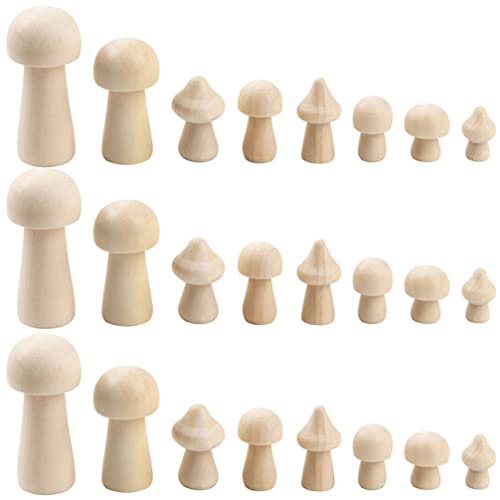 Yardwe 1 Box Wooden Mushroom Ornament DIY Wooden Crafts Wooden Mushroom Models Kids Arts and Crafts Wooden Mushrooms Acorns for Crafts Unpainted Wood Yardwe