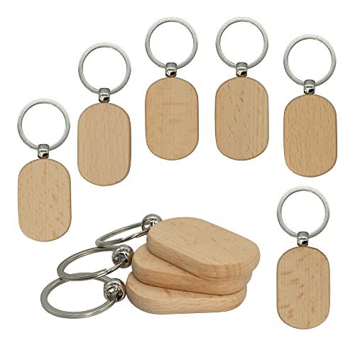 20 Pack Unfinished Wood Engraving Blanks Wooden Blanks Keychain (Rectangle-2) - WoodArtSupply