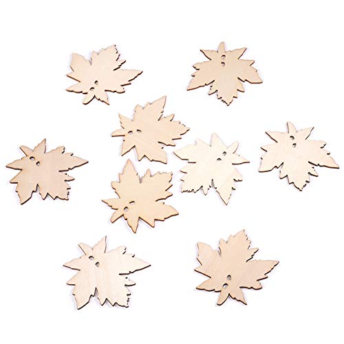 Pandahall 50Pcs Unfinished Wood Leaf Pendant 80.5x80x2.5mm Undyed Wooden Earring Blanks Charms Antique White for DIY Crafts Jewelry Making PH PandaHall