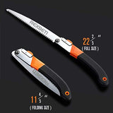 REXBETI Folding Saw, Heavy Duty 11 Inch Extra Long Blade Hand Saw for Wood Camping, Dry Wood Pruning Saw With Hard Teeth, Quality SK-5 Steel REXBETI