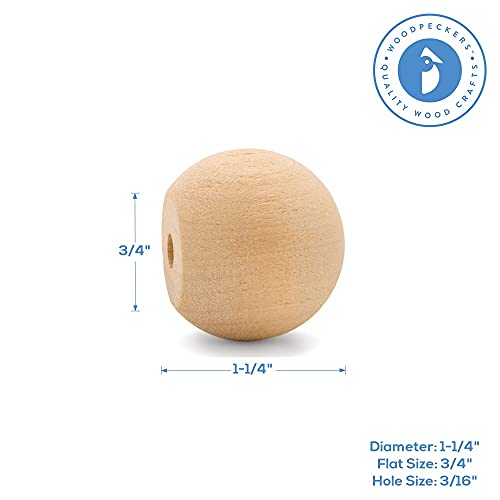 Unfinished Wood Ball Knobs 1-1/4 inch for Kitchen Cabinet Knobs, Drawer Knobs, Dresser Knobs and Crafts, Pack of 25, by Woodpeckers