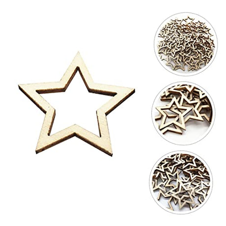 jojofuny 100 pcs Wooden Star Shape Cutouts Unfinished Wood Cutout Unfinished Wooden Slices Blank Christmas Wooden Chips for Wooden Craft DIY jojofuny
