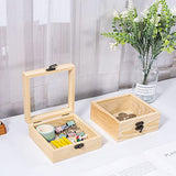 Useekoo 2Pcs Small Wood Box with Lid, 4.7'' x 4.7'' x 2'' Unfinished Wood Gift Box with Glass Lid, Tiny Wooden Box for Gift and Home Decorations Useekoo