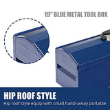 HPDMC Hip Roof Style Portable Steel Tool Box with Metal Latch Closure and Removable Storage Tray, 19" Blue 19.1" L x 6.1" W x 6.5" H HPDMC