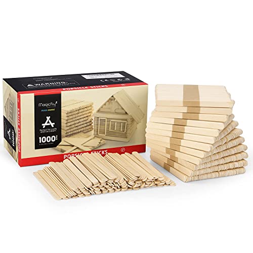 Magicfly 1000pcs Popsicle Sticks, Natural Wooden Food Grade Craft Sticks, 4-1/2 Inch Great Bulk Ice Cream Sticks for Craft Project, Home Decoration - WoodArtSupply