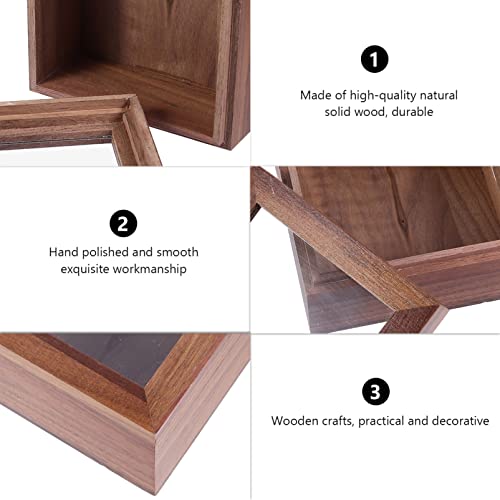 Alipis Jewelry Storage Case Stash Box Wood Glass Storage Box Square Jewelry Display Case Unfinished Wood Box with Clear Window, Desktop Storage Box