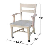 International Concepts Dining Chair with Casters, Unfinished IC International Concepts