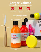 Smallbudi 25 Colors Large Acrylic Paint Set (16.9 oz, 250 ml) Art Painting Bulk Supplies Non Toxic for Kid & Adult, Drawing on Multi Surface Canvas Smallbudi