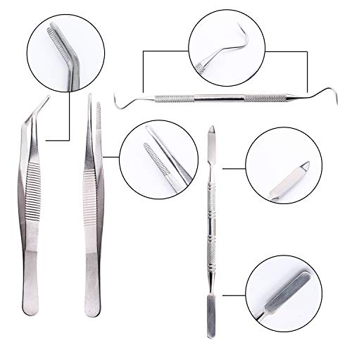 Whaline 7 Pieces Mosaic Tools, Mosaic Tweezers Tile Beginner Setwith 2 Scrapers, 2 Tweezers, 1 Double-EndedHook, 1 Spatula, 1 Sponge Whaline