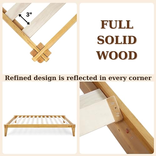 Bme Chalipa 14” Solid Wood Platform Bed Frame with Japanese Joinery and Ample Storage Bme