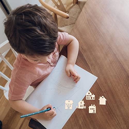 ABOOFAN Crafts Woodsy Decor Unfinished Wood Cutouts House Shaped Wooden Discs Slices Embellishments Party Decorations for Holiday Crafts DIY Projects ABOOFAN