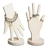 MOOCA 6 Pcs Wooden Hand Form Jewelry Display Set, 2 Way Design for Wall Hanging or Standalone Mannequin Finger Hand Display, Wash White Color MOOCA