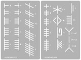 Aleks Melnyk #185 Metal Wicca Stencils, Ogham Runes, Sigil Magic, Alphabet, Lettering, Viking Stencil 2 PCS, Template Tools for Wood Burning, - WoodArtSupply