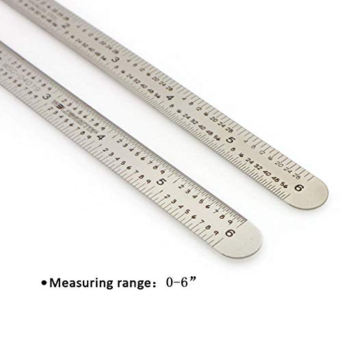 WeldingStop 6 in Machinist Ruler Scale 5R 10ths 1/100 1/32 1/64 Graduation Flexible Decimal Inch Steel Rule WeldingStop