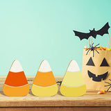 Whaline 10Pcs Halloween Wooden Candy Corn Cutouts with Line Blank Candy Corn Unfinished Table Wooden Signs for Halloween Home Kitchen Office Table Whaline