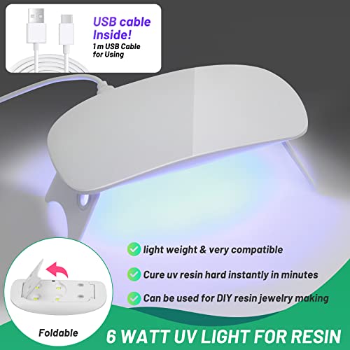 UV Resin Kit with Light, 200g Ultraviolet Fast Curing UV Epoxy Resin Set with UV Light Crystal Hard Type Resin Glue Jewelry Making Supplies Starter Cruzix