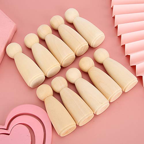 Wooden Peg Doll Bodies, 10pcs 75mm Unfinished People Shapes Wooden People Bodies Angel Dolls for DIY Painting Figure Craft, Female zjchao