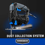 Hammerhead 4.8-Amp 3/4 Inch Jig Saw with 2pcs Wood Cutting Blades, Variable Speed and Orbital Function - HAJS048 Hammerhead