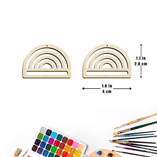 Macrame Earring Blanks Wood Earring Findings DIY Rainbow Earrings Pendants for Women Jewelry Making 1.6”x1.1” -24pcs Zhuper