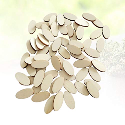 Kisangel 200pcs Unfinished Wood Oval Cutout Natural Rustic Wooden Ellipse Slices Chip Embellishment Gift Tag Board Game Pieces for DIY Arts and Kisangel