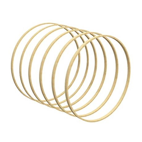 Worown 6 Pack 12 Inch Wooden Bamboo Floral Hoops Wreath Rings for DIY Wedding Wreath Decor, Dream Catcher and Macrame Wall Hanging Crafts Worown