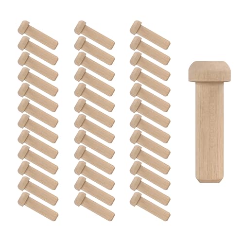 ILOT Wood Axle Pegs, 1-3/8-inch Fits 3/8-inch Hole Pack of 100 Mini Wooden Pegs for Train Car Wheel Craft Woodworking Pegboard ILOT