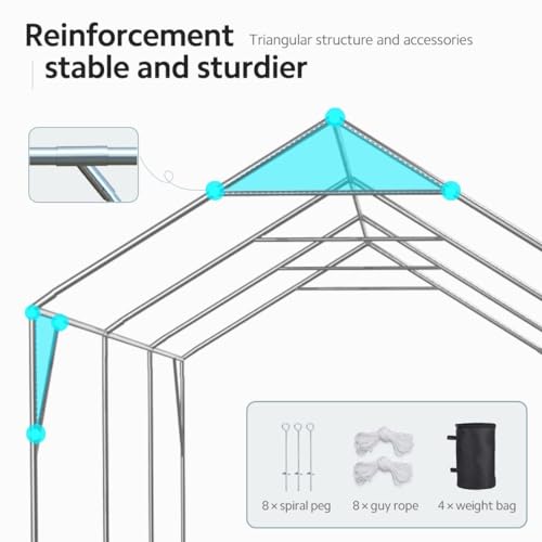 ADVANCE OUTDOOR 12x20 ft Heavy Duty Carport Car Canopy Garage Boat Shelter Party Tent, Adjustable Peak Height from 9.5ft to 11ft, Silver Gray - WoodArtSupply