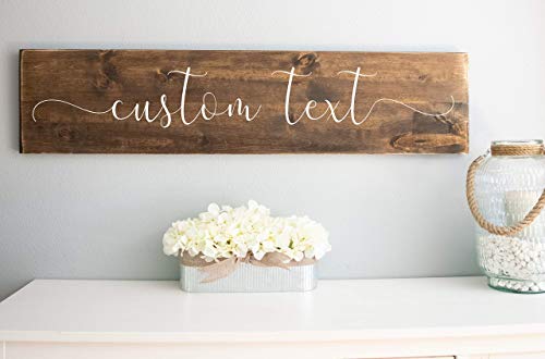 Personalized Text Words, Custom Farmhouse Wall Decor Horizontal Wood Sign Multiple Sizes and Colors Schafer Art Studio