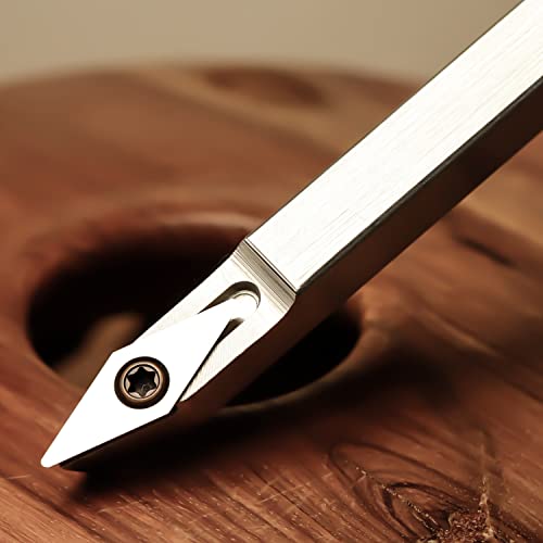 Mini Carbide Tipped Wood Lathe Turning tools Combo set Rougher Detailer Finisher with Wood Handle and Diamond Round Square Carbide Inserts，3pcs Asieg Tool