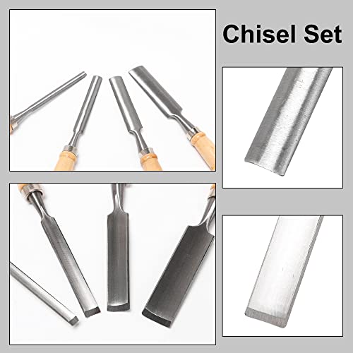 CNBTR Carbon Steel Carving Firmer Gouge Semicircle Wood Chisel Set DIY Woodworking Handle Carpentry Tools Pack of 4 CNBTR