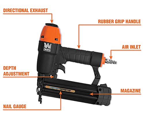 WEN 61721 18-Gauge 3/8-Inch to 2-Inch Pneumatic Brad Nailer - WoodArtSupply